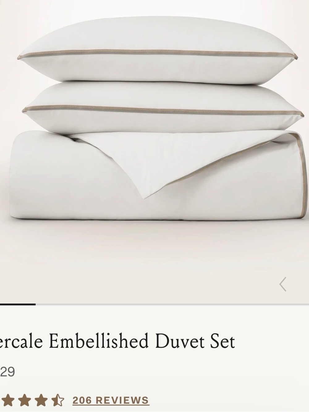 Boll & Branch Percale Duvet Set in Cream with Trielle Piping NWOT F/Q